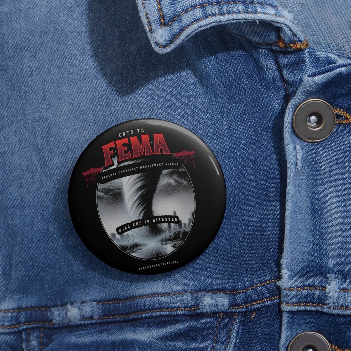 Custom FEMA Disaster Awareness Pin Button - Unique Statement Accessory