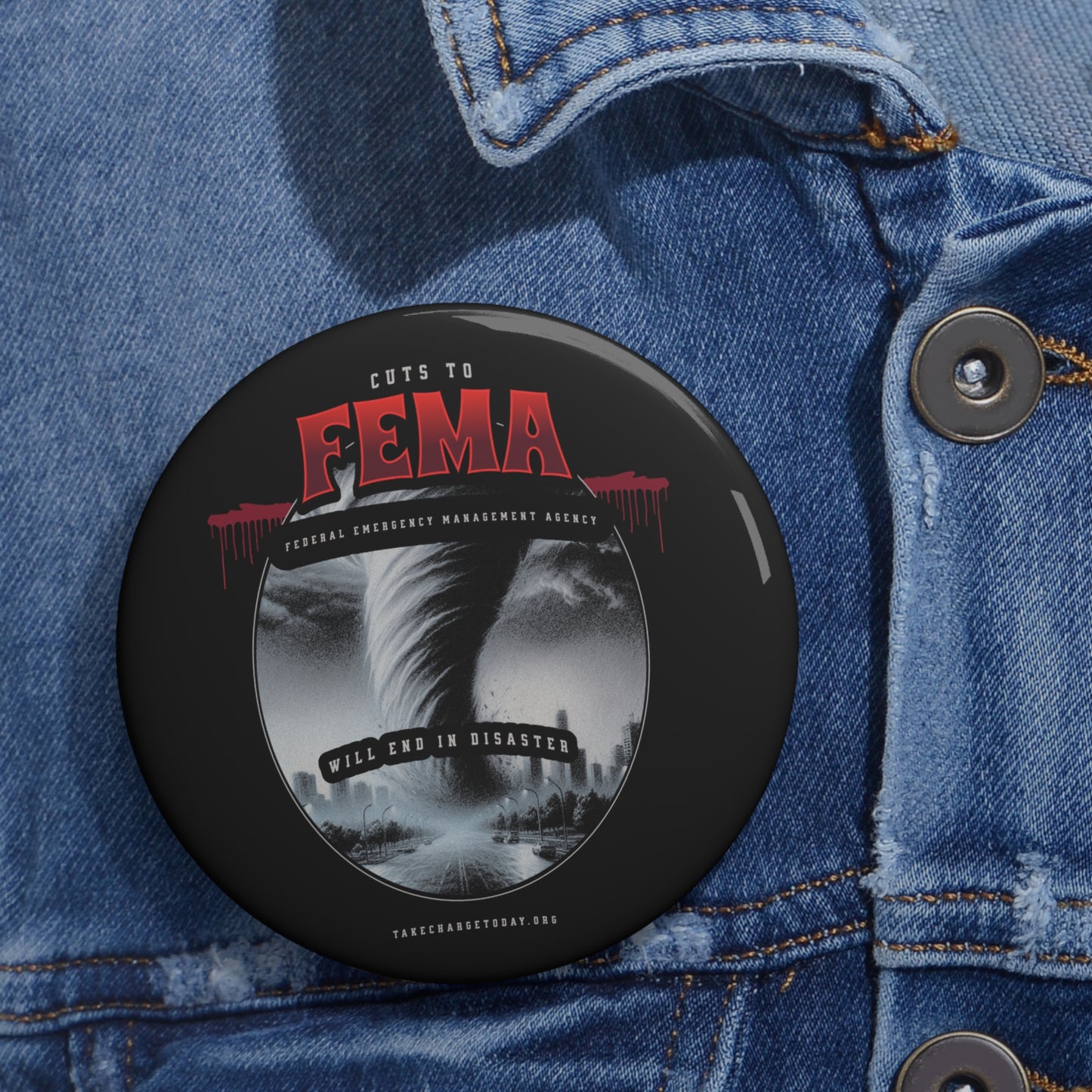 Custom FEMA Disaster Awareness Pin Button - Unique Statement Accessory